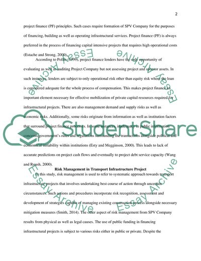 Funding Transport Infrastructure Projects - SPV Company