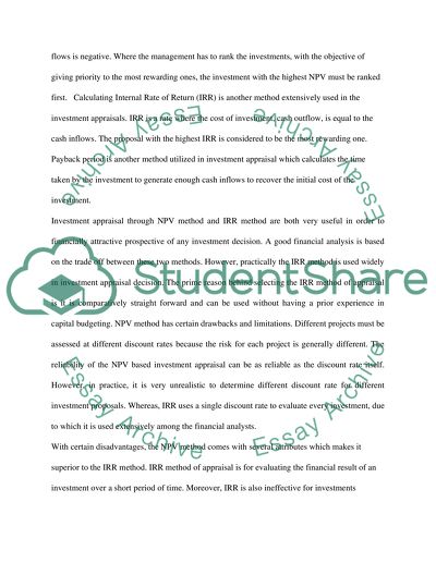 The financial feasibility of a capital expenditure. Pevensey Plc