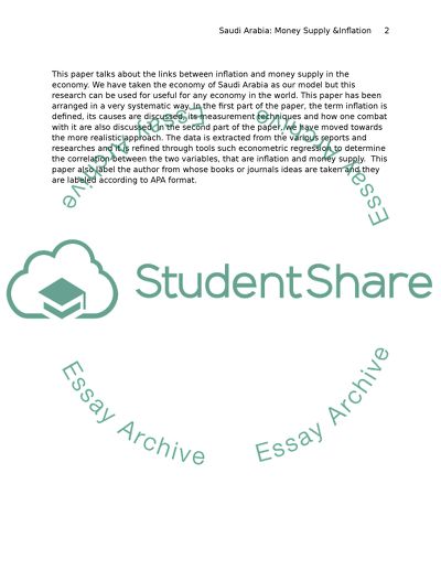 Relationship between money supply and inflation in saudi arabia