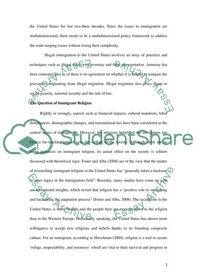 The Question of Immigrant Religion