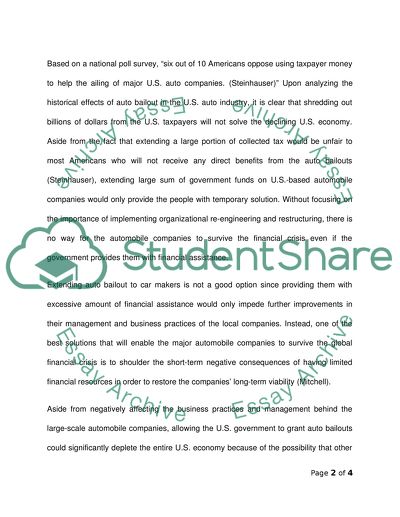 Business article (Auto Bailouts)