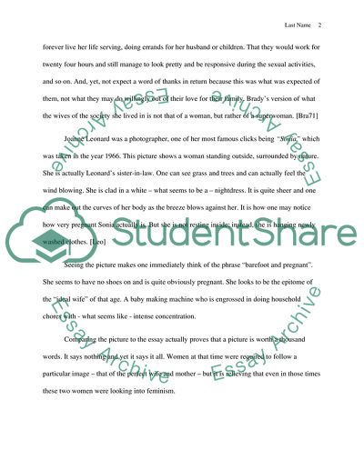 Comparison of Judy Bradys Article I Want a Wife and Joanne Leonards 1966 Photograph Sonia