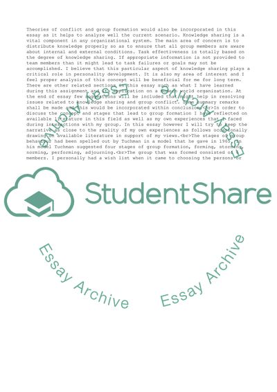 Conflict and Knowledge Sharing with the Group