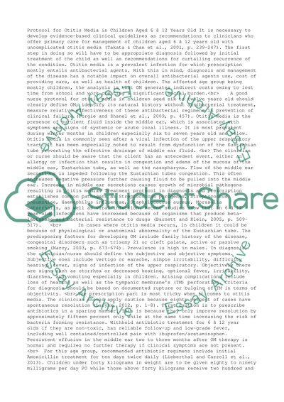 Protocol for Otitis Media in Children Aged 6-12 Years Old