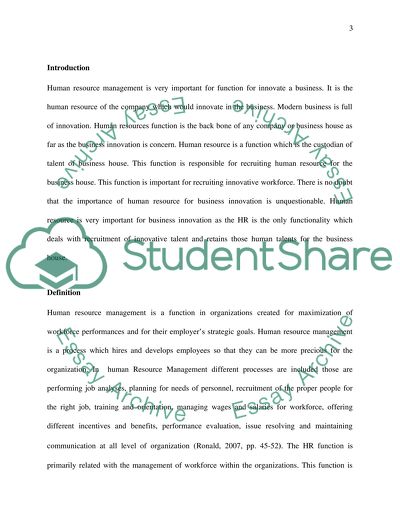 A Necessary Function to Innovate a Business