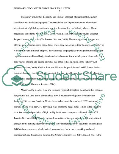 Changes Driven by Regulation