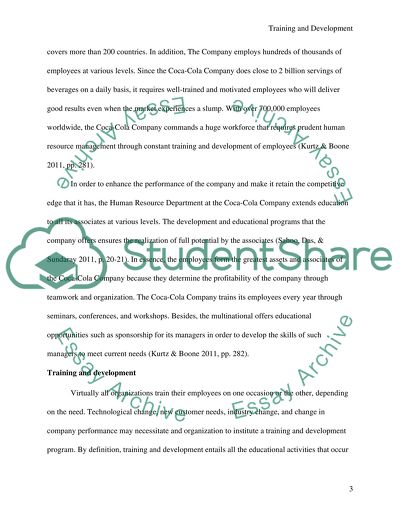 Training and Development at the Coca-Cola Company