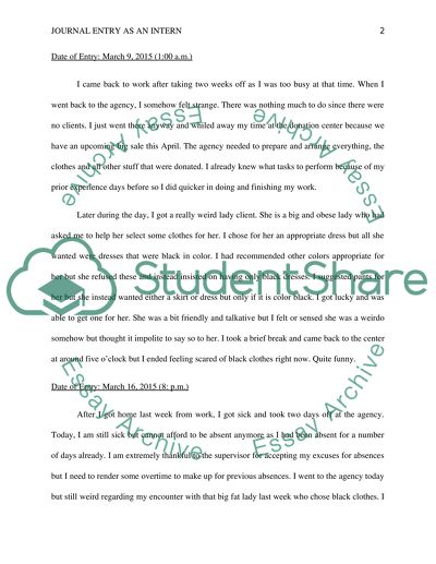 Journal Entry as an Intern
