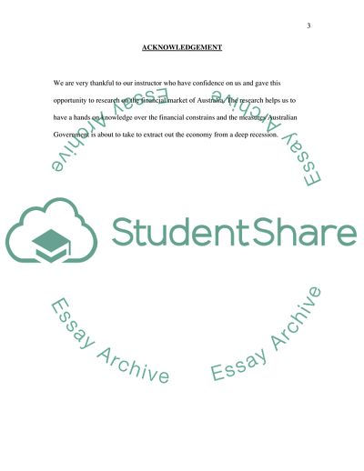 Financial Crisis in Australia and Their Remedies