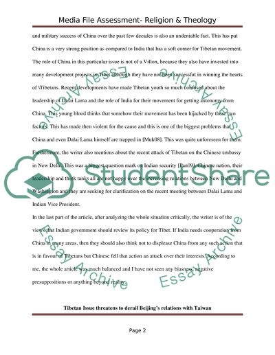 Media File Assessment: China Tibet Conflict