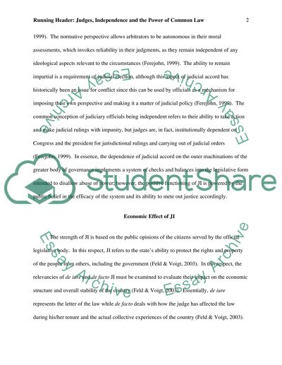 Judges, independence and the Power of Common Law