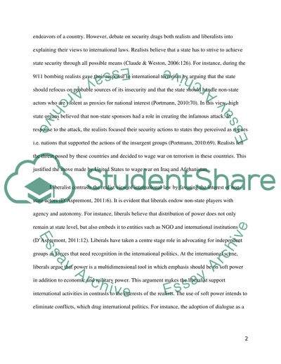 Liberal and Realist Views of International Law