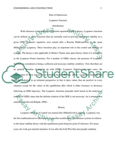 Engineering: Lyapunov Functions