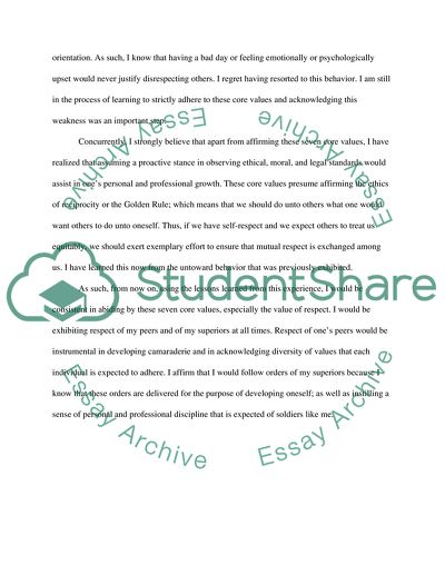 How Disrespecting Towards my Peers and Superiors does not Coincide with the Army Values