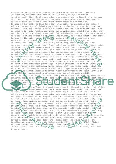 Corporate Strategy and Foreign Direct Investment