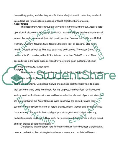 Compare and contrast Number Four at Stow (boutique hotel) and Accor group (chain hotel)