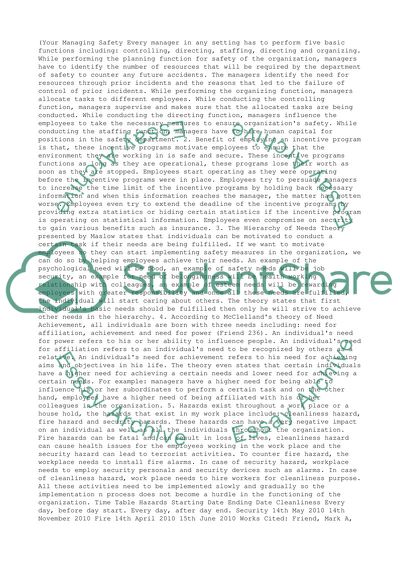 Managing the Safety Function and Psychology