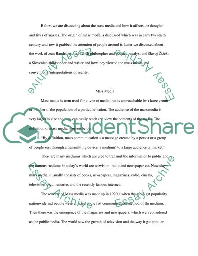 Conventional Interpretations of Reality in the Age of Mass Media