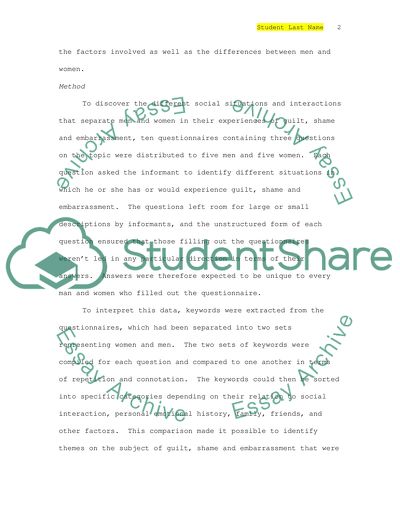 Research Methods in Psychology An investigation of selfconscious emotions using qualitative methods