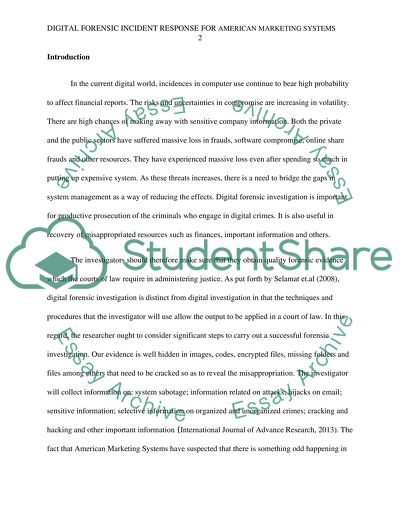 Digital Forensic Incident Response for American Marketing Systems