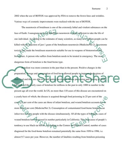 The Neurotoxin of Botulinum as One of the Extremely Lethal Substances on the Face of Earth