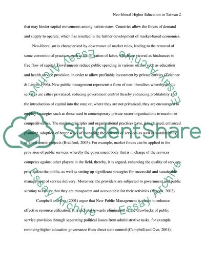 Neo-liberal Higher Education in Taiwan