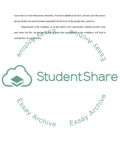 Organization in the workplace as an lpn