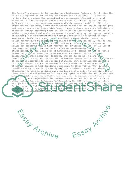 Influencing Work Environment Values