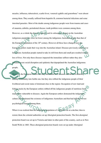 The Health of the Indigenous Populations in Australia