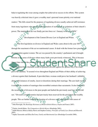 The Nature of Divorce Law in England and Wales