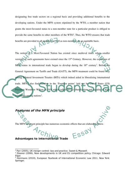 The Most-Favoured Nation Treatment Principle