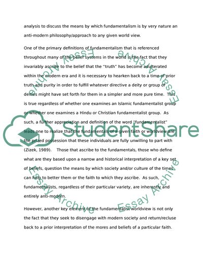 One of the Prevailing Questions Concerning Fundamentalism