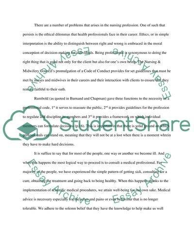 Nurses in the Discharge of Their Duties