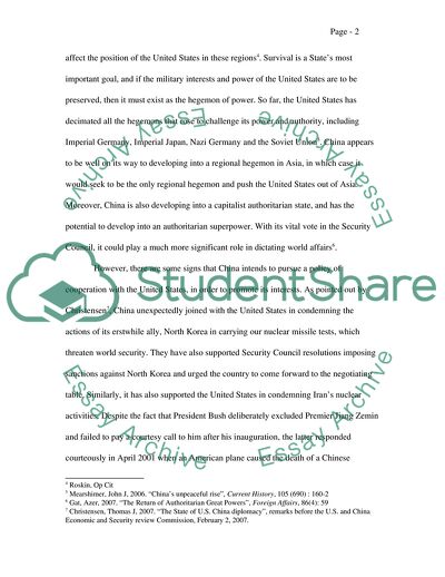 American National Interests Regarding China