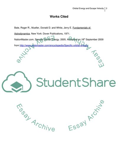 Escape Velocity and Orbital Energy