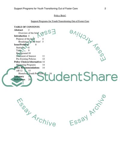 Support Programs for Youth Transitioning Out of Foster Care