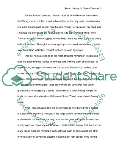 Seven Names for Seven Dwarves