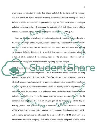 Diversity training essay