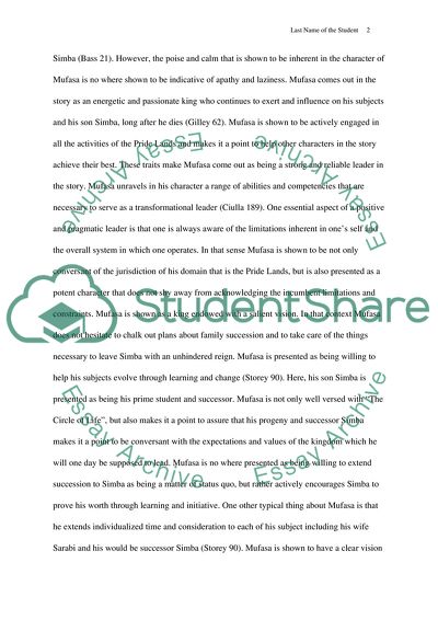 Inherent Leadership and Followership Styles in the Lion King