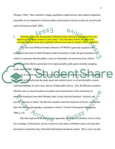 EU Policy in the Area of Communications