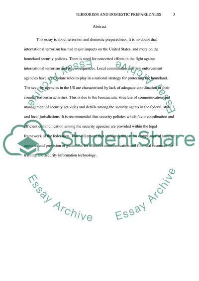 Terrorism and Domestic Preparedness