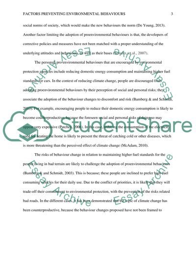 Factors Preventing Environmental Behaviours