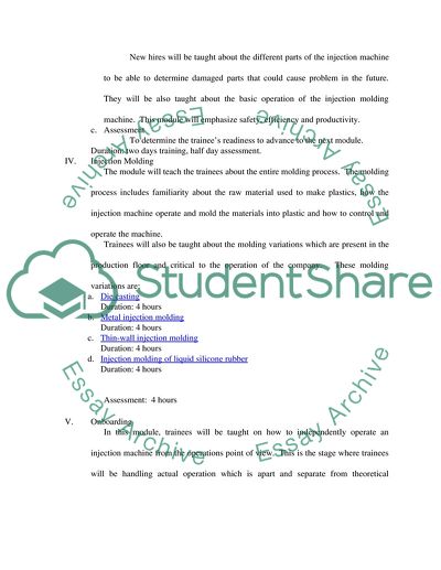 Training Program for Priority Plastics, Inc