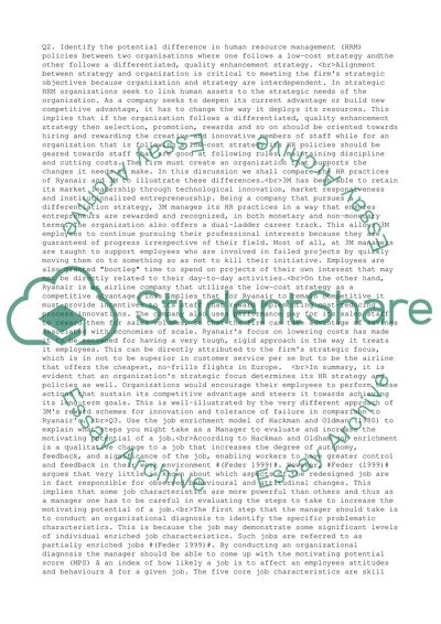 Comparison of company strategies