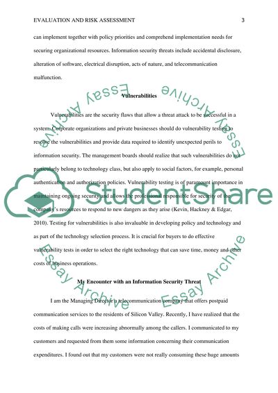 Evaluation and Risk Assessment