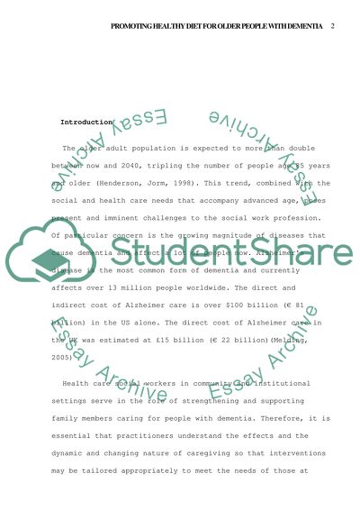 Nurses Role in Promoting Healthy Diet for Elderly with Dementia