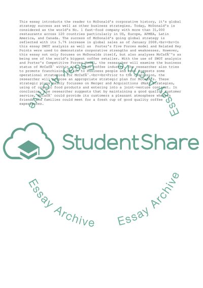 McDonalds Business Strategy