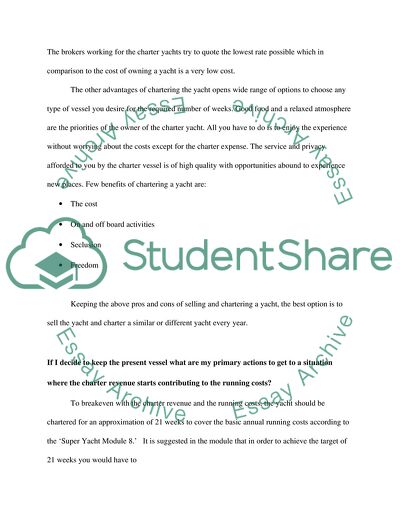 Diploma in Superyacht Operations - Chartering. Tutor Marked Assignment