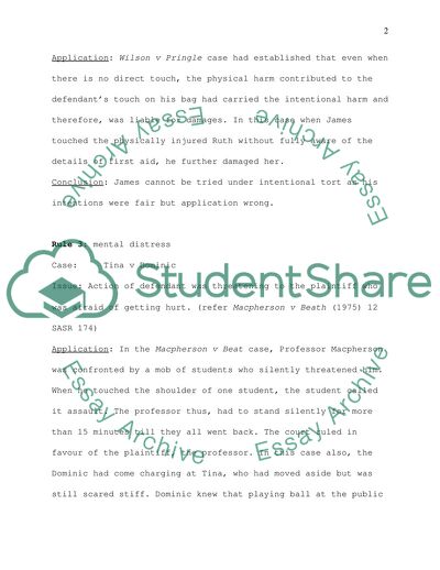 Hypothetical 1 - Intentional tort and and property tort