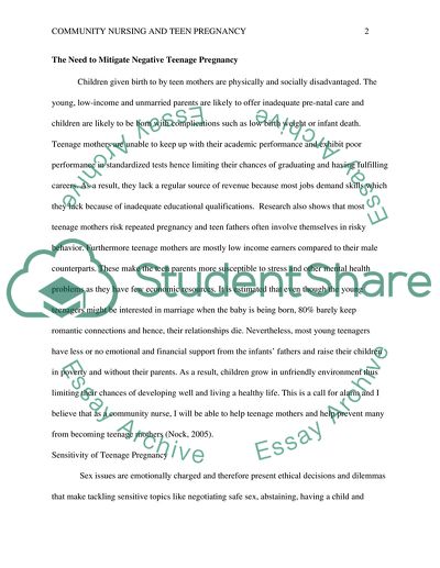 Community Nursing and Teen Pregnancy